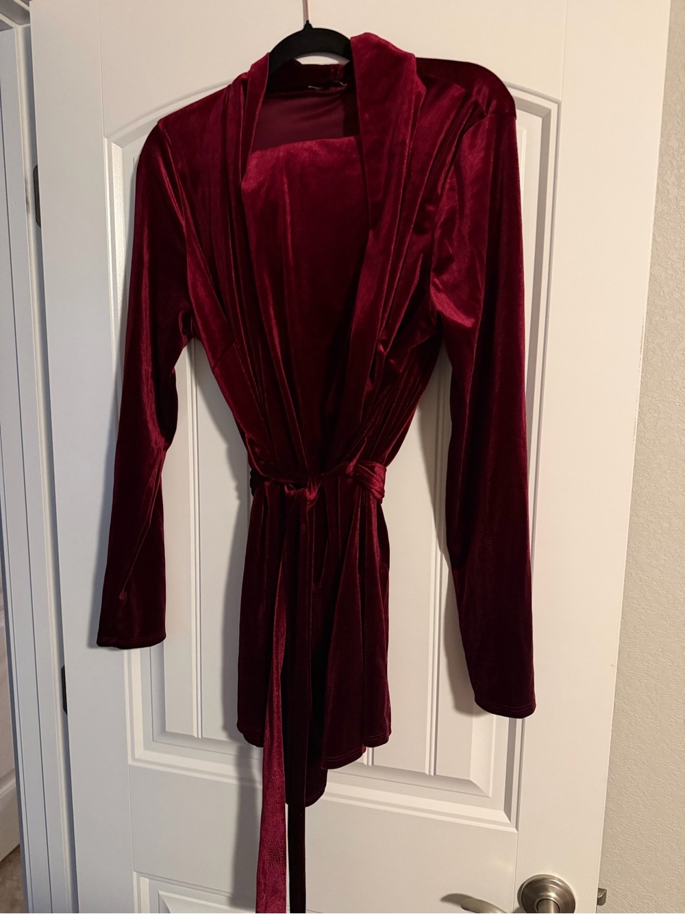 Velvet Wrap Pant Outfit- Burgundy Women's